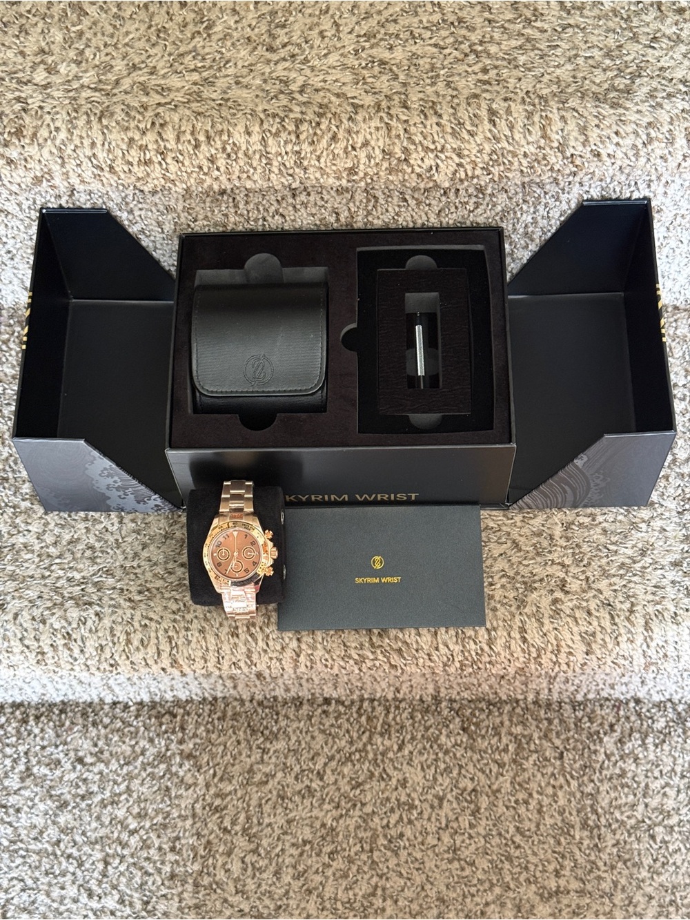 Seiko mod Rose Gold Chronograph with chocolate dial Men's Watch